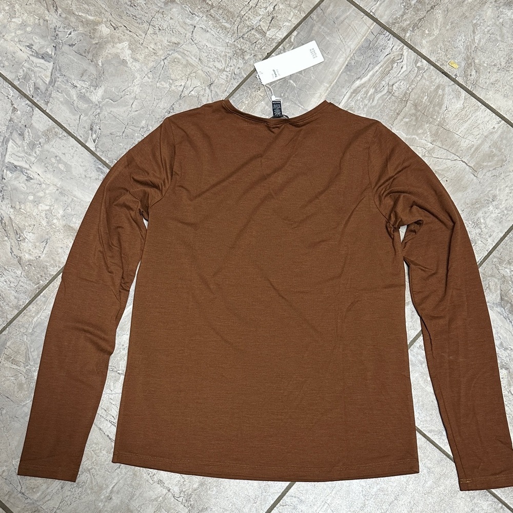 Eileen Fisher Rich Brown Long Sleeve Top - Picture 5 of 6